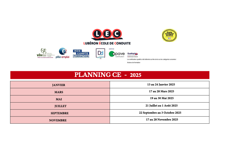 Planning CE – 2025